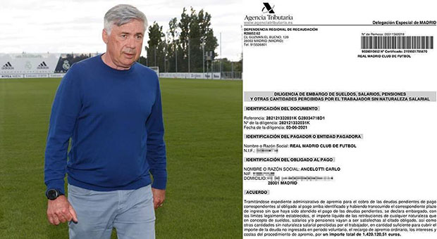 Hacienda exige al Real Madrid que embargue el sueldo a Ancelotti